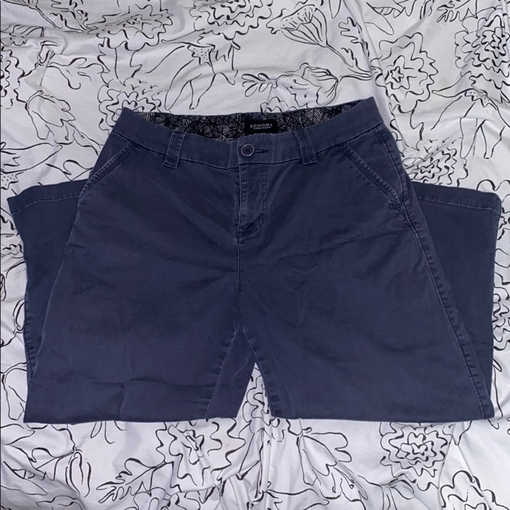 dark pastel blue capri pants
